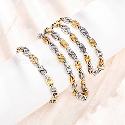 304 Stainless Steel Oval Link Chain Necklaces & Bracelets Sets for Women&nbsp;SJEW-F228-02GP