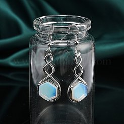 Hexagon Opalite Dangle Earrings&nbsp;EJEW-K298-01P-06