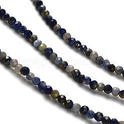 天然石ラピスラズリビーズ連売り  多面カットラウンド  2mm  穴：0.5mm  約175~233個/連  15.16''~15.35''（38.5~39センチメートル）&nbsp;G-RM2025-A21-2mm