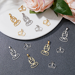 16Pcs 4 Style 201 Stainless Steel Pendants&nbsp;STAS-DC0011-61