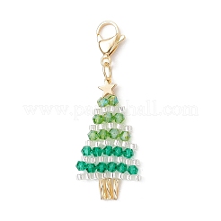 Christmas Trees Glass Seed Beaded Pendant Decorations&nbsp;HJEW-MZ00335