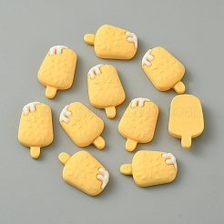 不透明な樹脂模倣食品カボション  アイスポップ  ゴールド  24x15x6mm&nbsp;RESI-WH0036-06E