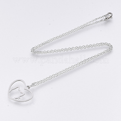 Non-Tarnish 201 Stainless Steel Kitten Pendant Necklaces&nbsp;NJEW-T009-JN132-40-1