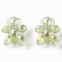 透明なアクリルビーズ  ABカラーメッキ  クマ  薄緑  16x13x8.5mm  穴：2mm  約700個/500g&nbsp;MACR-S154-127-C08