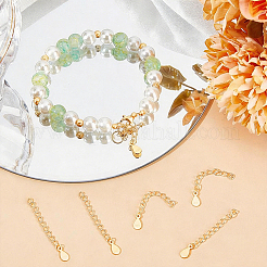 10Pcs 925 Sterling Silver End with Extender Chains and Teardrop Charms&nbsp;STER-BBC0009-89G