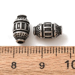 304ステンレススチールビーズ  長方形模様のバレル  アンティークシルバー  10x6mm  穴：2mm&nbsp;SA-CBA9DCB-11AS