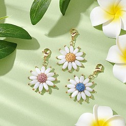 花の天然溶岩石と貝殻のペンダント装飾  304ステンレススチール製カニカン留め具、バッグ飾り用チャーム  ミックスカラー  44mm  3個/セット&nbsp;HJEW-TA00281