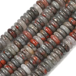 天然のアフリカブラッドストーンビーズ連売り  ディスク  8x3mm  穴：1.4mm  約125個/連  15.28''（38.8センチメートル）&nbsp;G-G329-A02-3x8mm