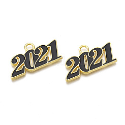合金エナメルチャーム  カドミウムフリー＆鉛フリー  新年2021  ミックスカラー  19.5x36x2mm  穴：3.5mm&nbsp;PALLOY-T078-03