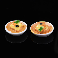 不透明なエポキシ樹脂カボション  模造食品  緑の野菜とプレート  砂茶色  23x24x10.5mm&nbsp;LS-CRES-S358-55