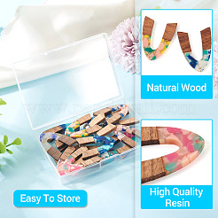 16Pcs 8 Colors Resin and Walnut Pendants&nbsp;FIND-TA0006-36B