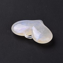 明るいアクリルパーツ  グリッターと  暗闇で光る  ハートチャーム  ホワイト  25.5x38x9.5mm  穴：4x4mm  約94個/500g&nbsp;OACR-E010-27G