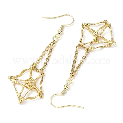 304 ステンレススチール マクラメポーチ 空の石ホルダー ダングルイヤリング金具  ゴールドカラー  70.5x16mm&nbsp;EJEW-JE05811-01