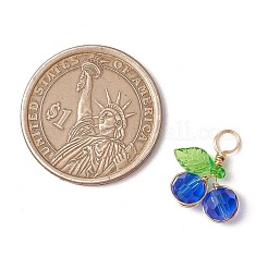 チェリーガラスペンダント  ライトゴールドの銅線とアクリル  ファセット(32ファセット)  ミックスカラー  16.5x15x5.5mm  穴：3.5mm&nbsp;PALLOY-JF03470
