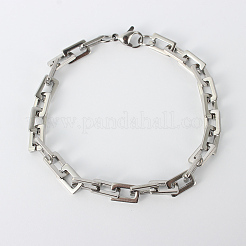 Tarnish Resistant Rectangle 201 Stainless Steel Chain Bracelets&nbsp;X-BJEW-N240-06P