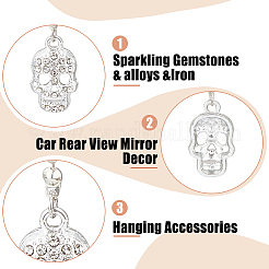 Skull Alloy Rhinestone Car Pendant Decoration&nbsp;HJEW-AB00406