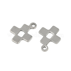 変色しない201ステンレススチールチャーム  クロスチャーム  ステンレス鋼色  13x10x1mm  穴：1.4mm&nbsp;STAS-C108-28P