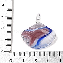 ガラスチャーム  貝殻の形のチャーム  ブルー  27~39x27~29x12~13mm  穴：3.2~3.7mm&nbsp;GLAA-A042-01B-03