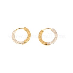Two Tone Color Brass Textured Ring Huggie Hoop Earrings for Women&nbsp;WGBED22-01