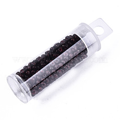 チェコガラスビーズ  ラウンドガラスシードビーズ  ベーキングペイントスタイル  ココナッツブラウン  8/0  3x2mm  穴：1mm  約10 G /ボトル&nbsp;SEED-R047-B-99190