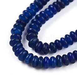 染め加工天然石ホワイトジェイドビーズ連売り  ロンデル  ダークブルー  4~5x2~3mm  穴：0.8mm  約142~150個/連  14.57~14.96''（37~38センチメートル）&nbsp;X-G-T139-57A-03
