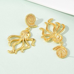 Ocean Theme Brass Dangle Stud Earrings&nbsp;EJEW-F400-04B-G