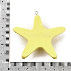 不透明な樹脂製の大きなペンダント  ヒトデ  プラチナ  61x52.5x3mm  穴：2mm&nbsp;CRES-D313-01P