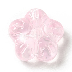透明ガラスビーズ  梅の花  ピンク  12.5x13x5.5mm  穴：1.2mm&nbsp;GLAA-F116-02E