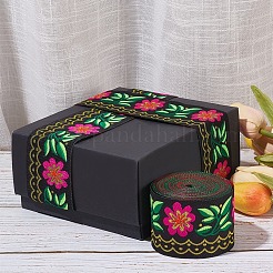 刺繍ポリエステルリボン  ジャカードリボン  服飾材料  花柄  カラフル  50mm  約7 M /バンドル&nbsp;SRIB-WH0006-11