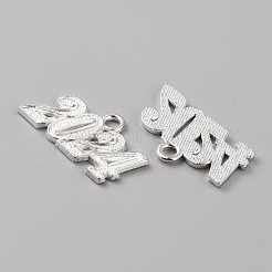 合金ペンダント  数2024  銀  18x32x2mm  穴：3mm&nbsp;FIND-WH0110-589