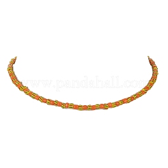 304ステンレススチール留め金付きガラスシードビーズネックレス  ミックスカラー  14.69インチ（37~37.3cm）&nbsp;NJEW-JN04428