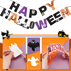 Halloween Decoration Paper Flag Banners&nbsp;DIY-WH0453-12B