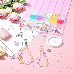 Glass with Transparent Acrylic Beads for DIY Mobile Phone Chain Making Kit&nbsp;DIY-FS0006-74A