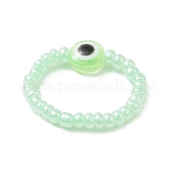 樹脂製のナザールボンジュウの指輪  女性用ガラスシードビーズリング  ミックスカラー  内径：20.5mm  5個/セット&nbsp;RJEW-JR00686