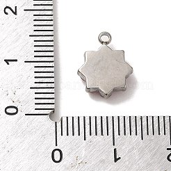 304ステンレススチール、ローズガラスラインストーンチャーム付き  花のチャーム  ステンレス鋼色  12x10x3.5mm  穴：1.4mm&nbsp;STAS-L022-264P-02