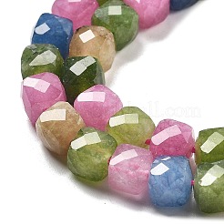 天然石クォーツビーズ連売り  染め  多面カット  キューブ  カラフル  6.5~7x6.5~7x6.5~7mm  穴：1mm  約61~62個/連  15.47~15.67インチ（39.3~39.8cm）&nbsp;G-C179-B18-01