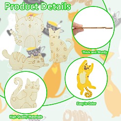 ウッドペンダント  クリスマスツリーの吊り下げ飾り用  バリーウッド  猫の形  45x100x2.5mm  穴：3mm  40個/セット&nbsp;WOOD-CJC0019-07B