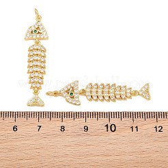 真鍮製マイクロパヴェキュービックジルコニアペンダント  魚のチャーム  カドミウムフリー＆鉛フリー  ラックめっき  長持ちメッキ  ゴールドカラー  グリーン  42x8x2mm  穴：3mm&nbsp;CU-CBAB3AD-08G-01