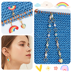 編み列カウンターチェーンとロッキングステッチマーカーキット  レインボー＆ハート合金エナメルペンダントとアクリルビーズ付き  ミックスカラー  2.5~31.4cm  17個/セット&nbsp;HJEW-AB00512
