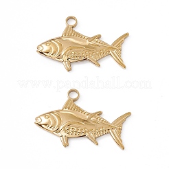 イオンプレーティング（IP）304ステンレスペンダント  魚のチャーム  18KGP本金メッキ  19x29x3mm  穴：3mm&nbsp;STAS-K242-03G