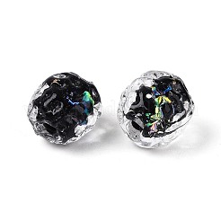 手作りのフォイルのガラスビーズ  オナガザル  ブラック  9~11x9~11x9~10mm  穴：1~1.5mm&nbsp;FOIL-N029-10A