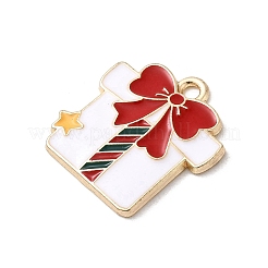 クリスマス合金エナメルペンダント  ゴールドカラー  ボックス  19x18x2mm  穴：1.8mm&nbsp;FIND-H055-17F-G