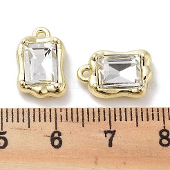 ラックメッキ合金ラインストーンチャーム  鉛フリー＆カドミウムフリー＆ニッケルフリー  長方形  透明  ゴールドカラー  14x9x5mm  穴：1.2mm&nbsp;PALLOY-F311-18G-01