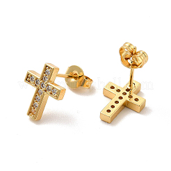 Clear Cubic Zirconia Cross Stud Earrings&nbsp;EJEW-F301-01