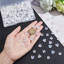 300種類の電気メッキアクリルビーズキャップ3個  花  ホワイトスモーク  11~12x11~12.5x3.5~4.5mm  穴：1.2~1.5mm  100個/スタイル&nbsp;PACR-PH0001-07