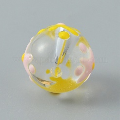 手作りランプワークビーズ  ラウンド  星の模様  12x11mm  穴：1.6mm&nbsp;LAMP-CJC0007-10A