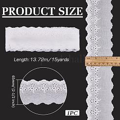 15ヤードのコットン刺繍中空花レーストリム  ウェーブエッジレースリボン  ホワイト  2-1/2インチ（65mm）&nbsp;OCOR-WH0003-047B