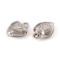 変色しにくい316サージカルステンレスペンダント  膨らんだ心  テクスチャ  ステンレス鋼色  9x7x4mm  穴：0.8mm&nbsp;STAS-G229-21P