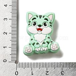 猫用シリコンフォーカルビーズ  DIYの看護ネックレス用  アクアマリン  30x24x9.5mm  穴：2mm&nbsp;SIL-B069-01F