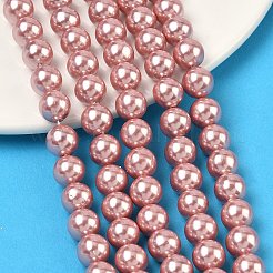 電気めっきシェルパールビーズ連売り  ラウンド  淡いバイオレットレッド  8mm  穴：0.7mm  約49~50個/連  15.71~15.87''（39.9~40.3センチメートル）&nbsp;X-BSHE-G041-8mm-05